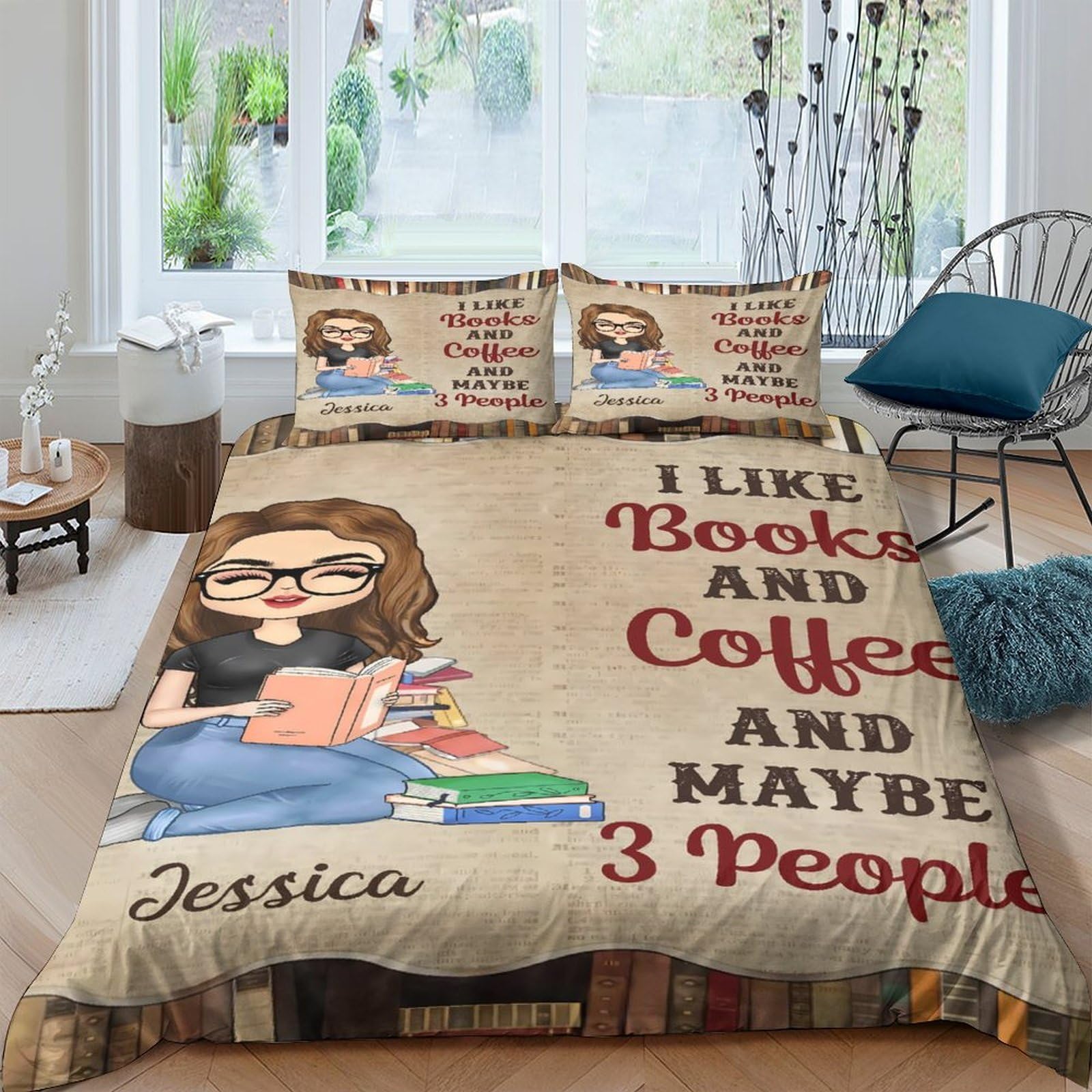 Ctjqhvkz Style-7 3D Printed Book Coffee Cartoon Fitted Sheet Microfiber Soft Breathable People Bed Cover For Bedroom Dorm Decor Single（135X200cm）