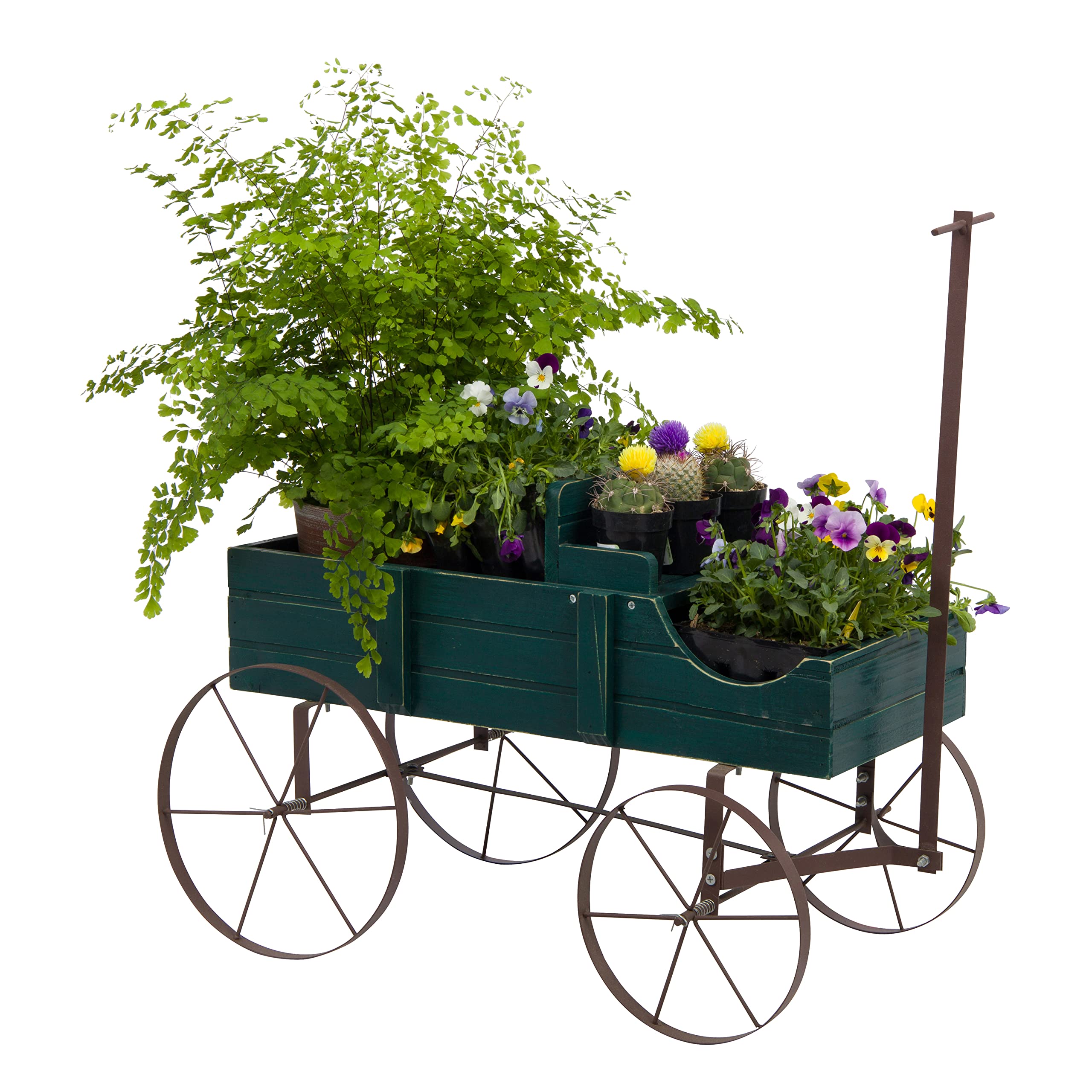 Shine Company 4941GR Decorative Wagon Garden Planter | Wooden Wagon