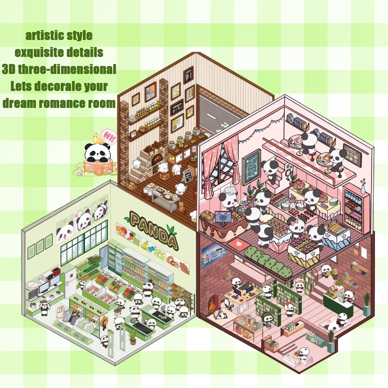 8 Sets 3D Sticker Scene for Adults DIY Cartoon Scenery Stickers, Create Your Own House Stickers - Image 2