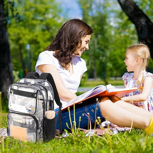 Miniatura 7 de Mochila transparente para escuela, niños, estudiantes, bolsas transparentes transparentes para conciertos, aprobadas para estadios, 17 pulgadas,