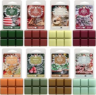 ARVIDSSON Christmas Scented Wax Melts, Holiday Soy Wax Cubes for Wax Warmer, Strong Scent Fragrance Wax Tarts, Candle Melts Gift Set, Christmas Spirit, Gingerbread, Apple Cinnamon, Candy Cane and More