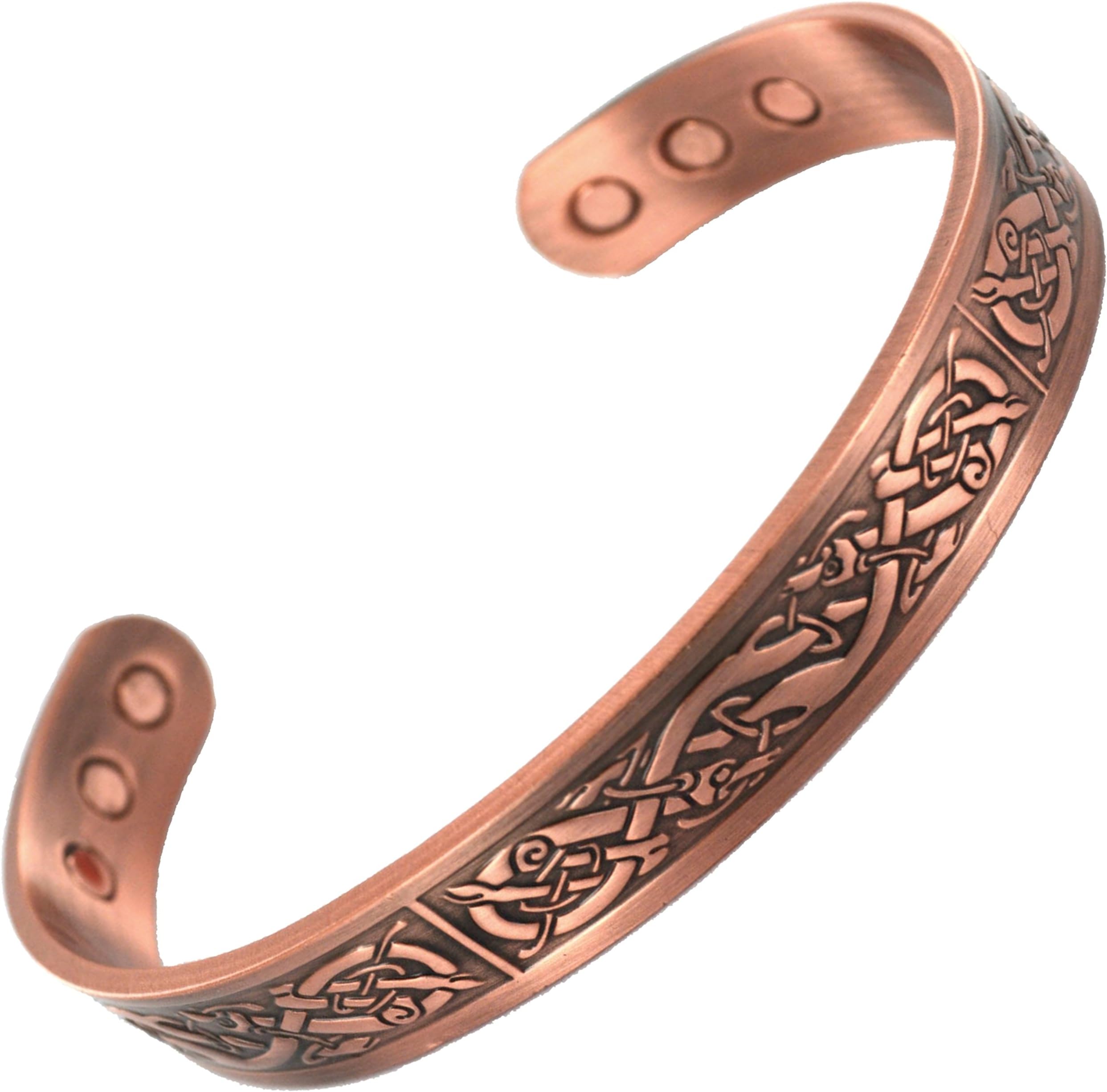 MAGNATURALStargems® XL PURE COPPER MAGNETIC BRACELET STYLISH PATTERN 6 POWERFUL MAGNETS BANGLE QUALITY STRONG Wrist Band Women Ladies Mens + VELVET GIFT POUCH!