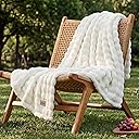 Bedsure 3D Fleece Bubble Blanket for Couch - GentleSoft Cute White Throw Blanket for Sofa Bed Room Decor - Luxury Soft Cozy Cloud Blanket Mothers Gifts for Women, Lightweight, Off White, 50"×60"