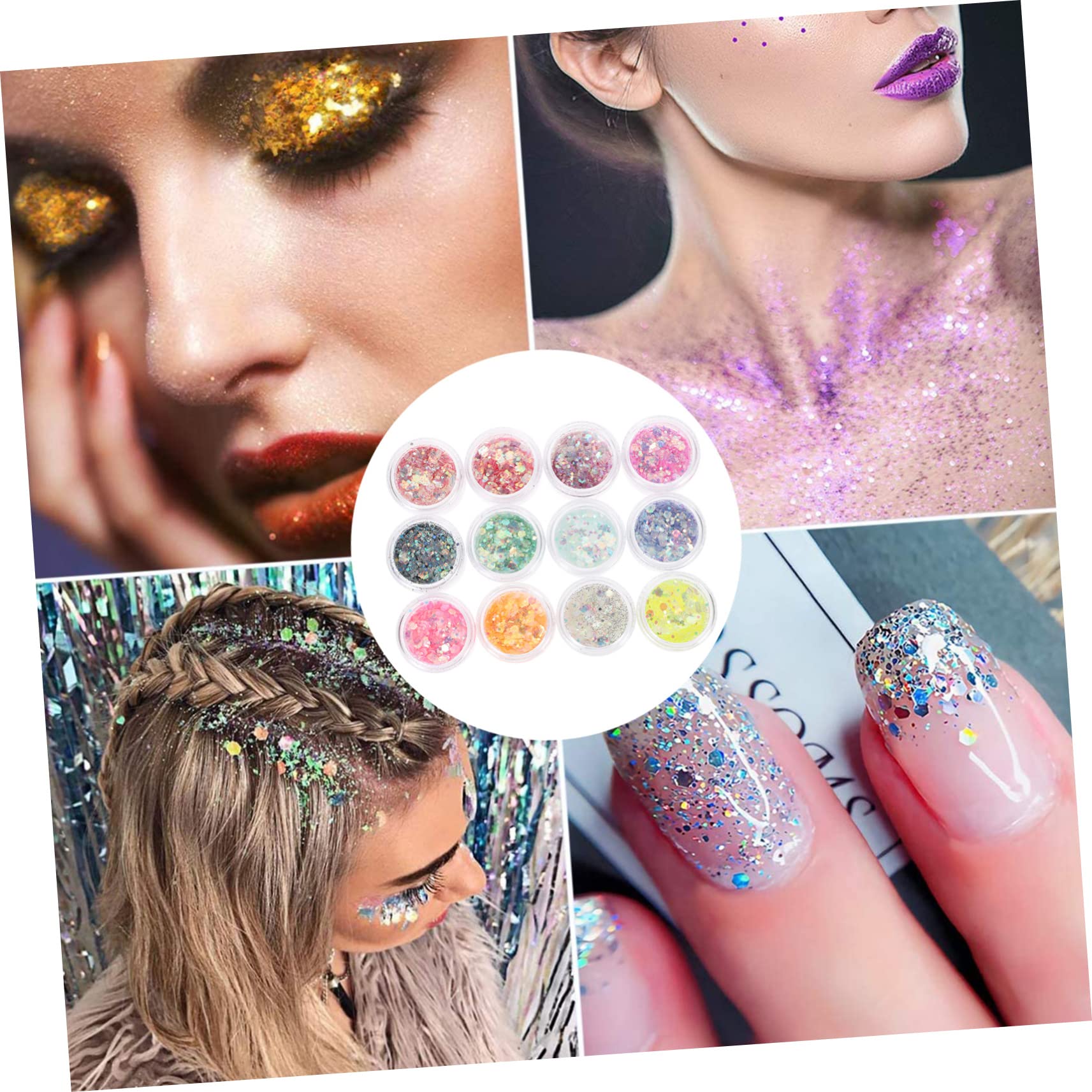 Didiseaon Festival Body Glitter 12 Color Boxes Glitter Sequins Gel for Makeup and Nail Art