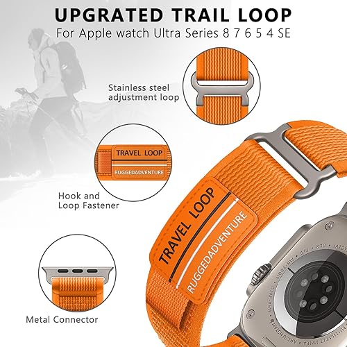 Miniatura 3 de Trail Loop para Apple Watch Band 1.929 in 1.772 in 1.614 in 1.732 in 1.575 in 1.654 in 1.496 in, correa deportiva de nailon para Apple Watch Ultra