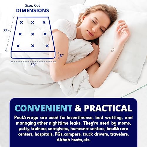 Miniatura 3 de Peelaways Camp-A-Peel  Funda de colchón impermeable  Protector de sábanas ajustable tamaño cuna suave y cómodo 7 capas despegables elimina la