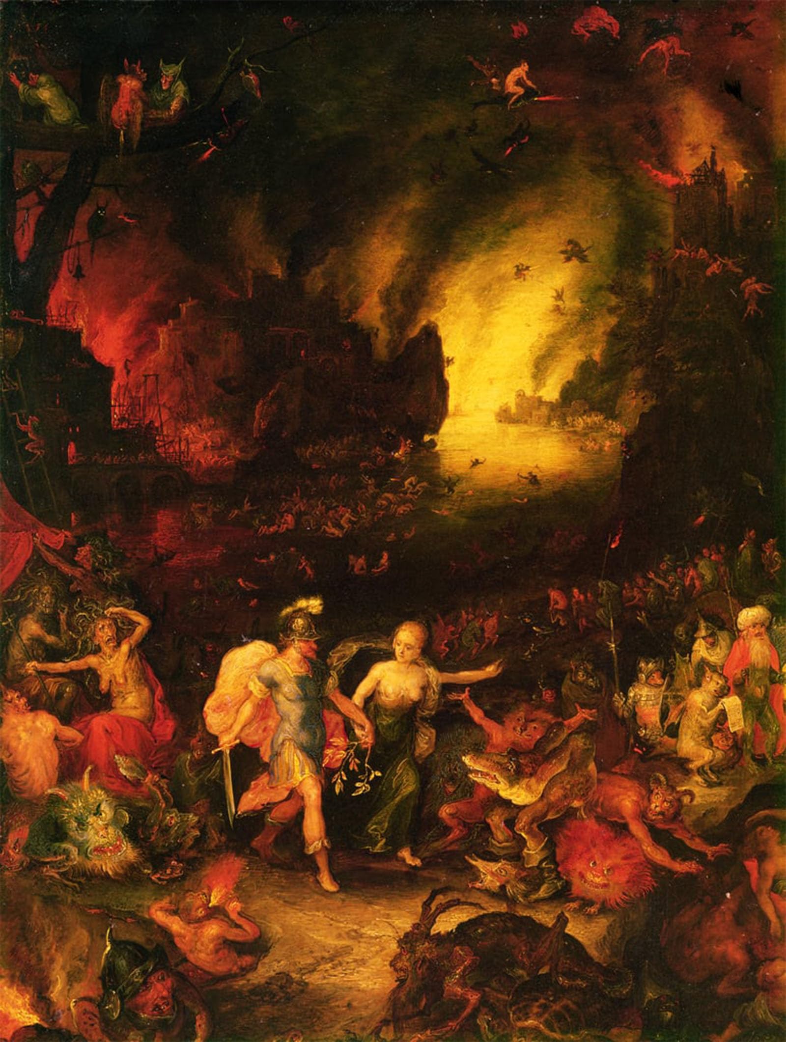 POSTERIIk Vintage Print Pop Art Landscape Artwork Aeneas in Hades by Jan the Elder Brueghel Art Prints for Office Home Decor 60x90cm