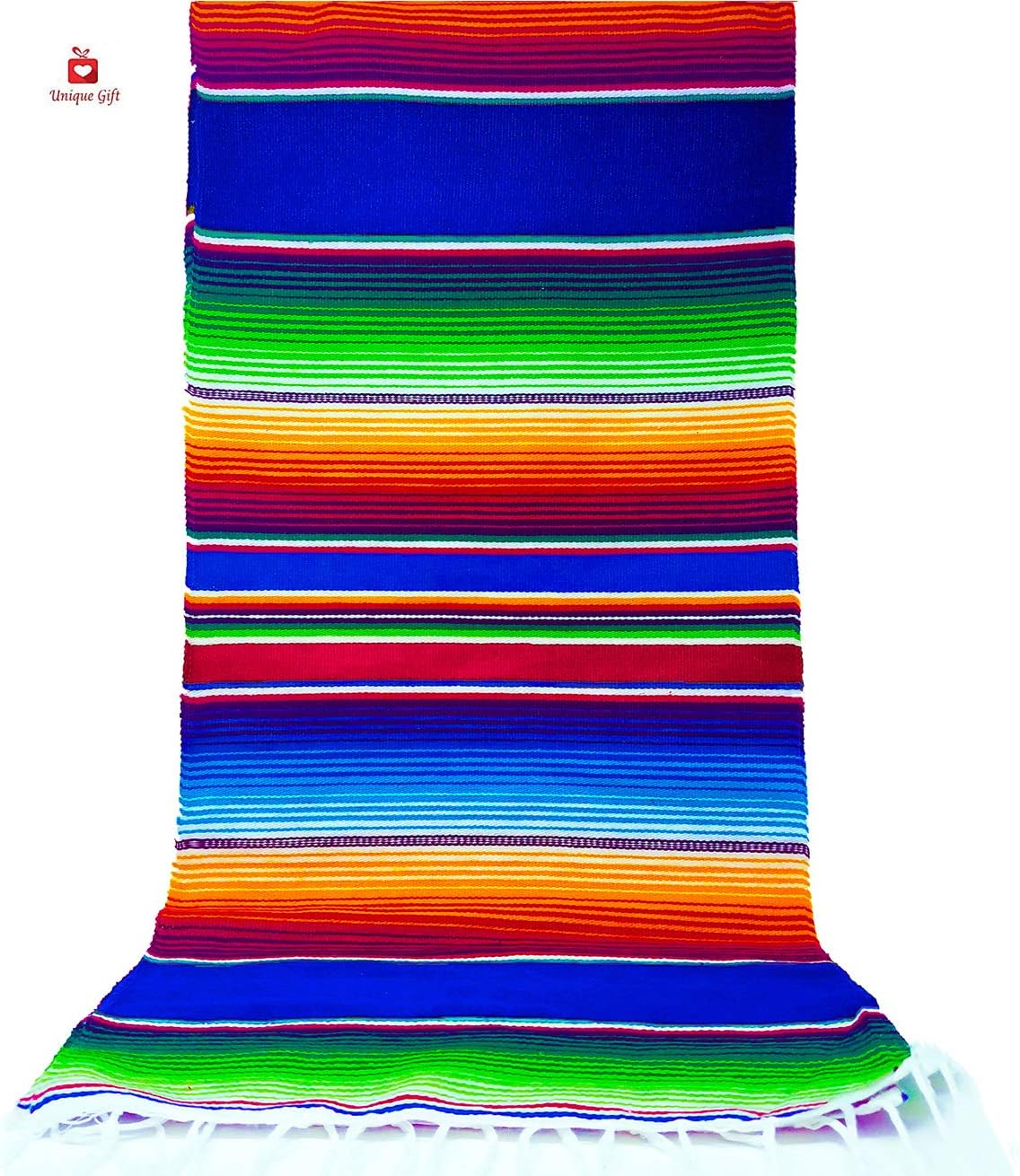 New | Alondra's Imports (TM) (84" x 15") Elegantly Handwoven, Genuine Serape Table Runner (Mexican Table Runner, Fiesta Table Runner, Mexican Blanket, Zarape, Serape) (Brilliant Royal Blue)