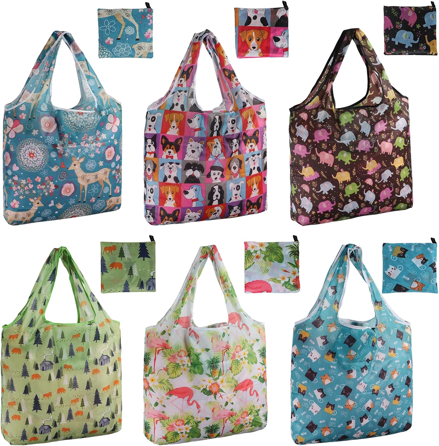 Reusable Grocery Shopping Bags 6 Pack