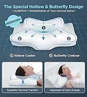 Vista 2 de Ultra Pain Relief Cervical Neck Pillow for Sleeping, Adjustable Ergonomic Memory Foam Reading Pillow for Adults, Cooling Orthopedic Side Sleeper