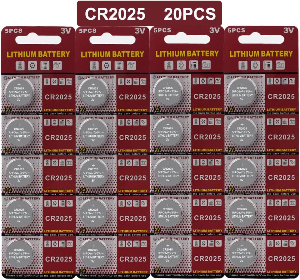 JOOBEF CR2025 Lithium 3V Battery, Electronic Coin Cell Button for Toys Calculators Watches (20 Pcs)