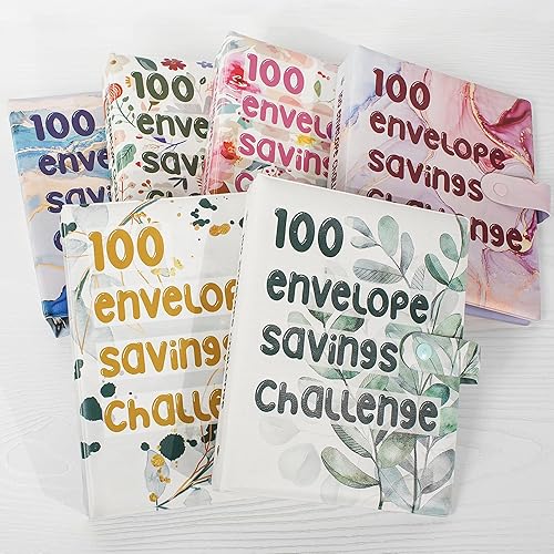 Miniatura 6 de Hiwhy Carpeta de desafío de ahorro de 100 sobres, carpeta de presupuesto para planificación y ahorro de $5050, planificador de ahorros diarios,