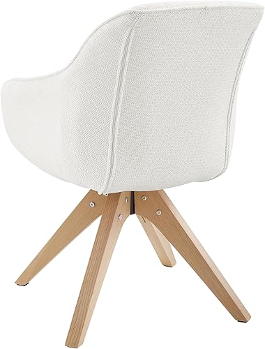Miniatura 6 de Art Leon Silla de comedor, tapizada de tela moderna de mediados de siglo con patas de madera de roble, silla lateral de ocio con brazos para sala de