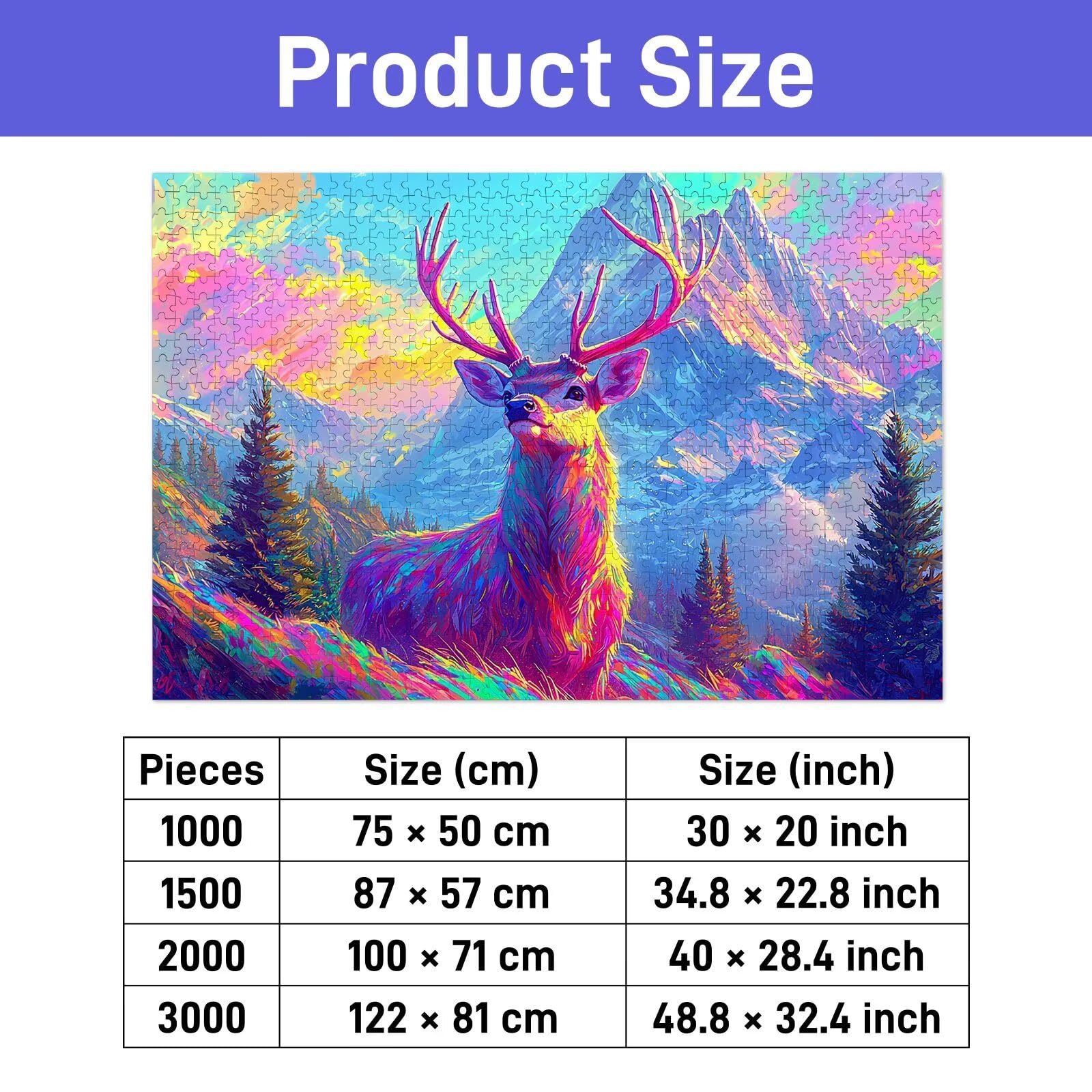 Puzzle 2000 elementów dla dorosłych, jeleń, 2000 elementów, z pudełkiem na prezent, drewniane puzzle dla dorosłych z naturalnym drewnem, prezenty dla kobiet, mężczyzn, duże drewniane puzzle do