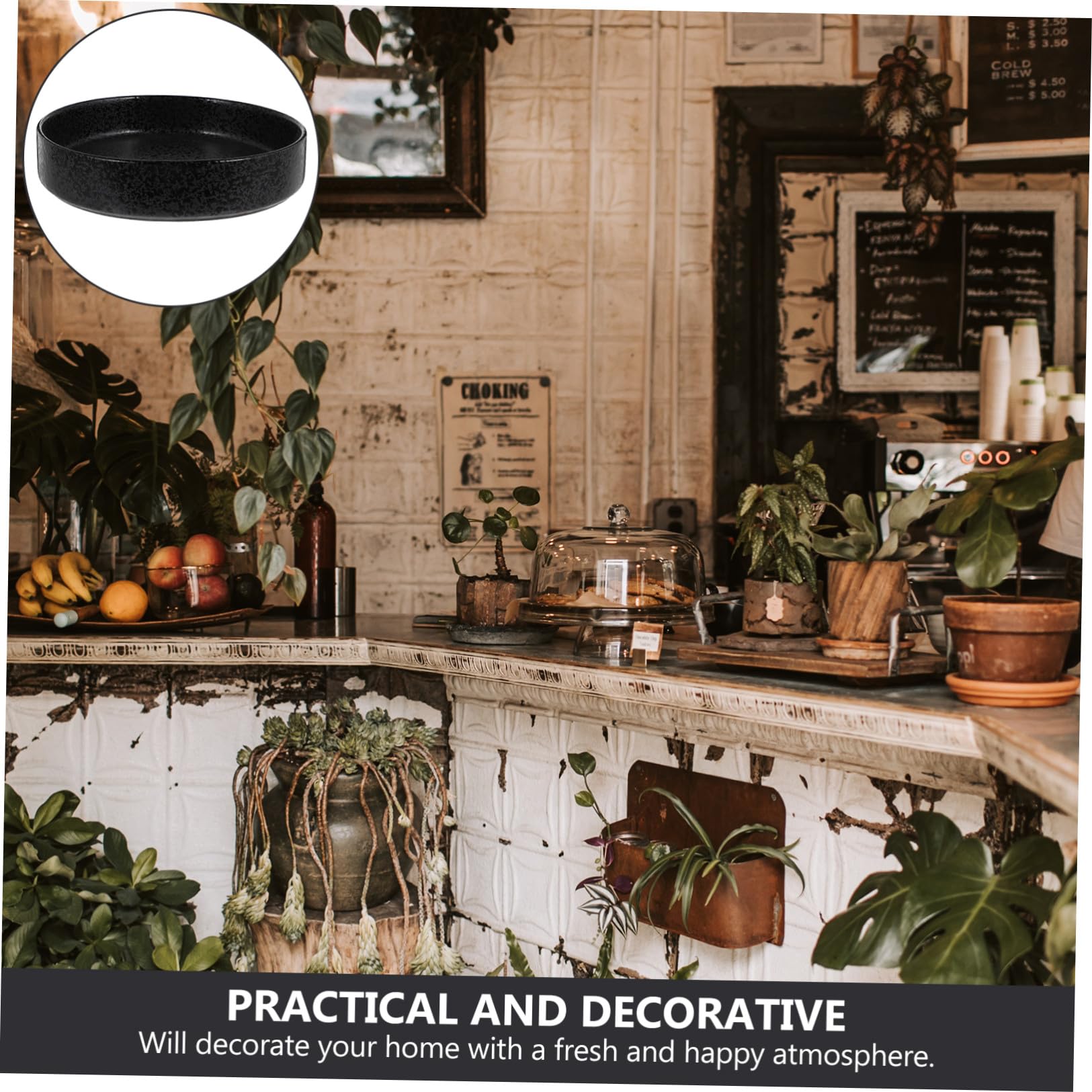 Keramik Blumentopf Untersetzer 20cm Pflanzgefäß in Schwarz Robust und Dekorativ für Balkon und Wohndeko