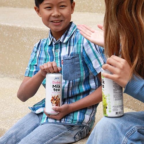 Miniatura 9 de Jans Boba Milk Tea Sabor a azúcar moreno, bebidas de té de leche espesas dulces y cremosas con boba de burbujas de tapioca, té taiwanés boba lechoso