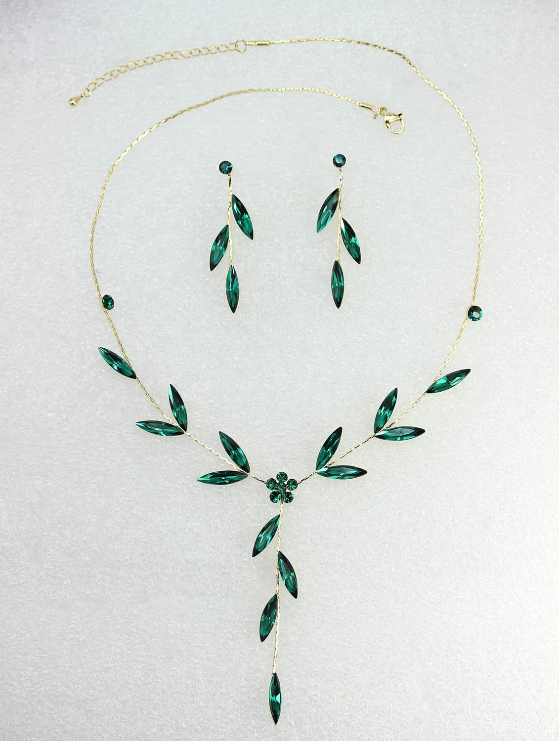 Faship Gorgeous Rhinestone Crystal Floral Necklace Earrings Set - Image 2