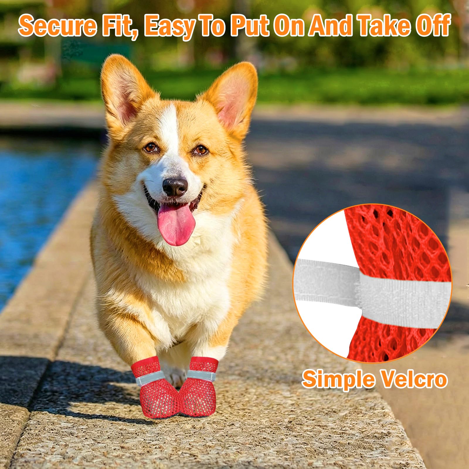 4 PCS Scarpe Estive per Cani, Scarpe Cani Antiscivolo, Stivali Estivi per Cane, Traspirante E Confortevole, Adatto Sia per Uso Interno Che Esterno Durante L'Estate/Rosso S