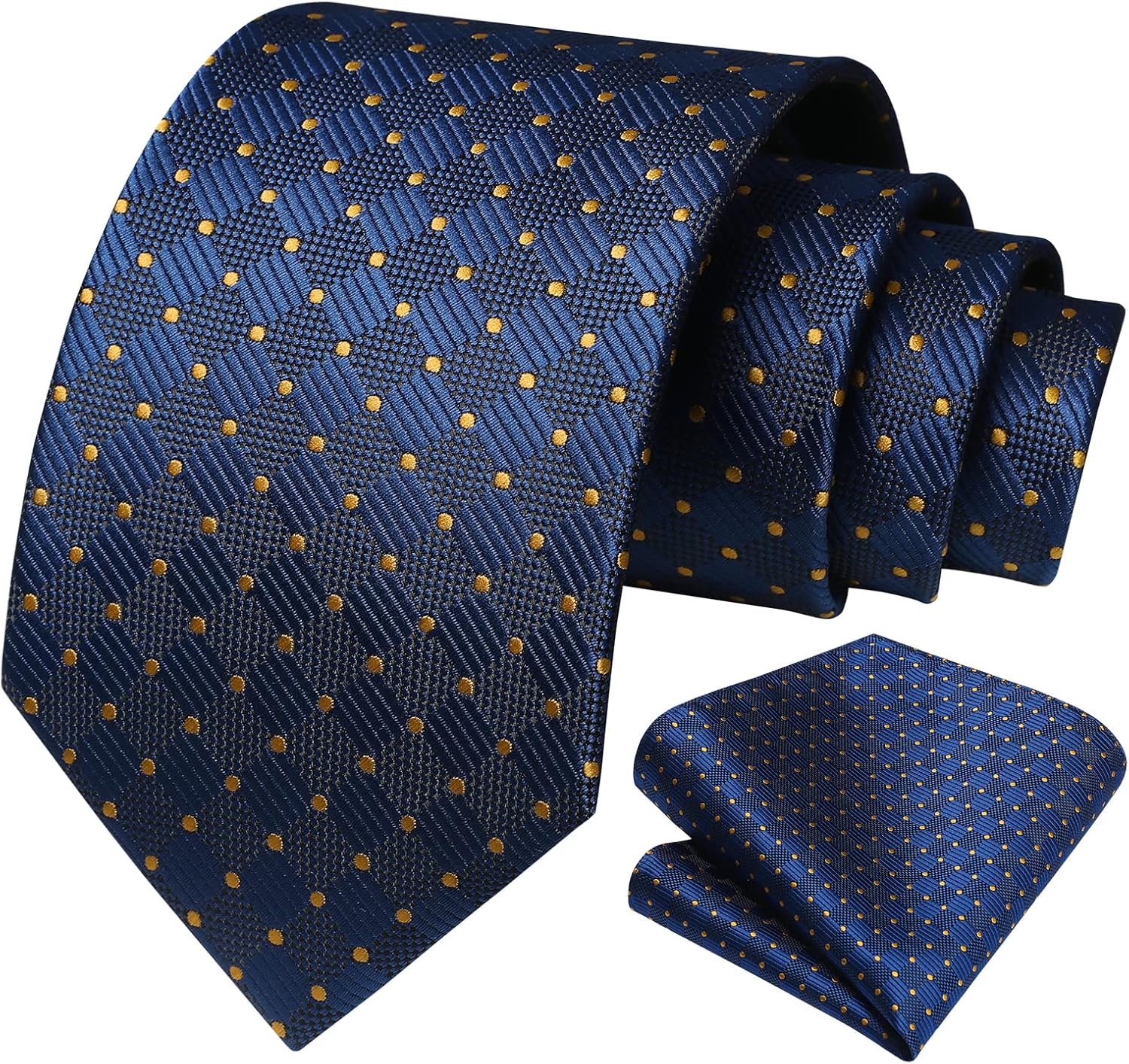 HISDERN Ties for Men Plaid Checkered Tie with Pocket Square Woven Business Formal Necktie Handkerchief Set Wedding Party - Image 2