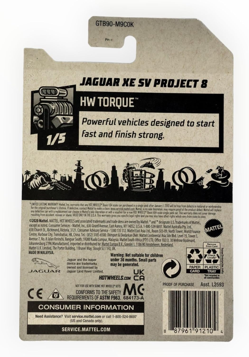 Hot Wheels Jaguar XE SV Project 8, [Black] 85/250 Torque 1/5