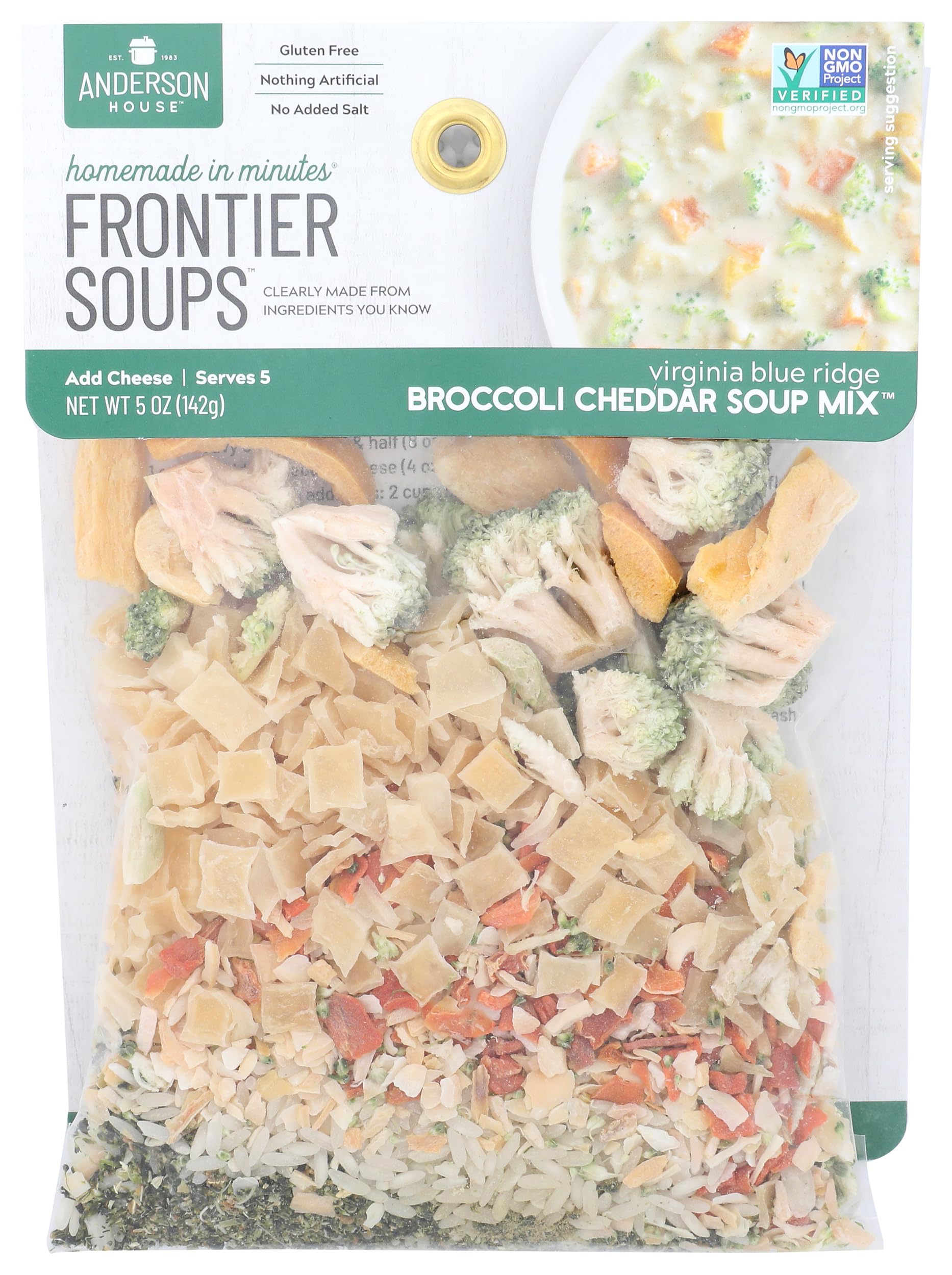 Frontier Soups Homemade In Minutes Soup Mix, Virginia Blue Ridge Broccoli Cheddar, 5 Ounce