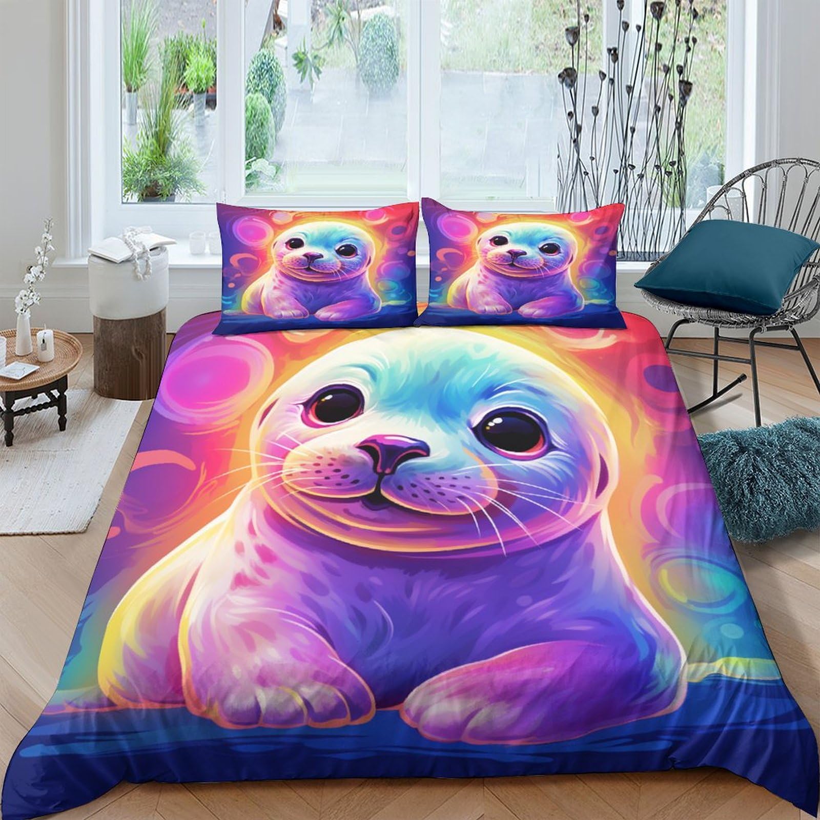 Zestaw pościeli z nadrukiem 3D dla niemowląt z nadrukiem, rysowana mikrofibra, zestaw 3 szt., podwójne (200 x 200 cm), dla nastolatków i dorosłych