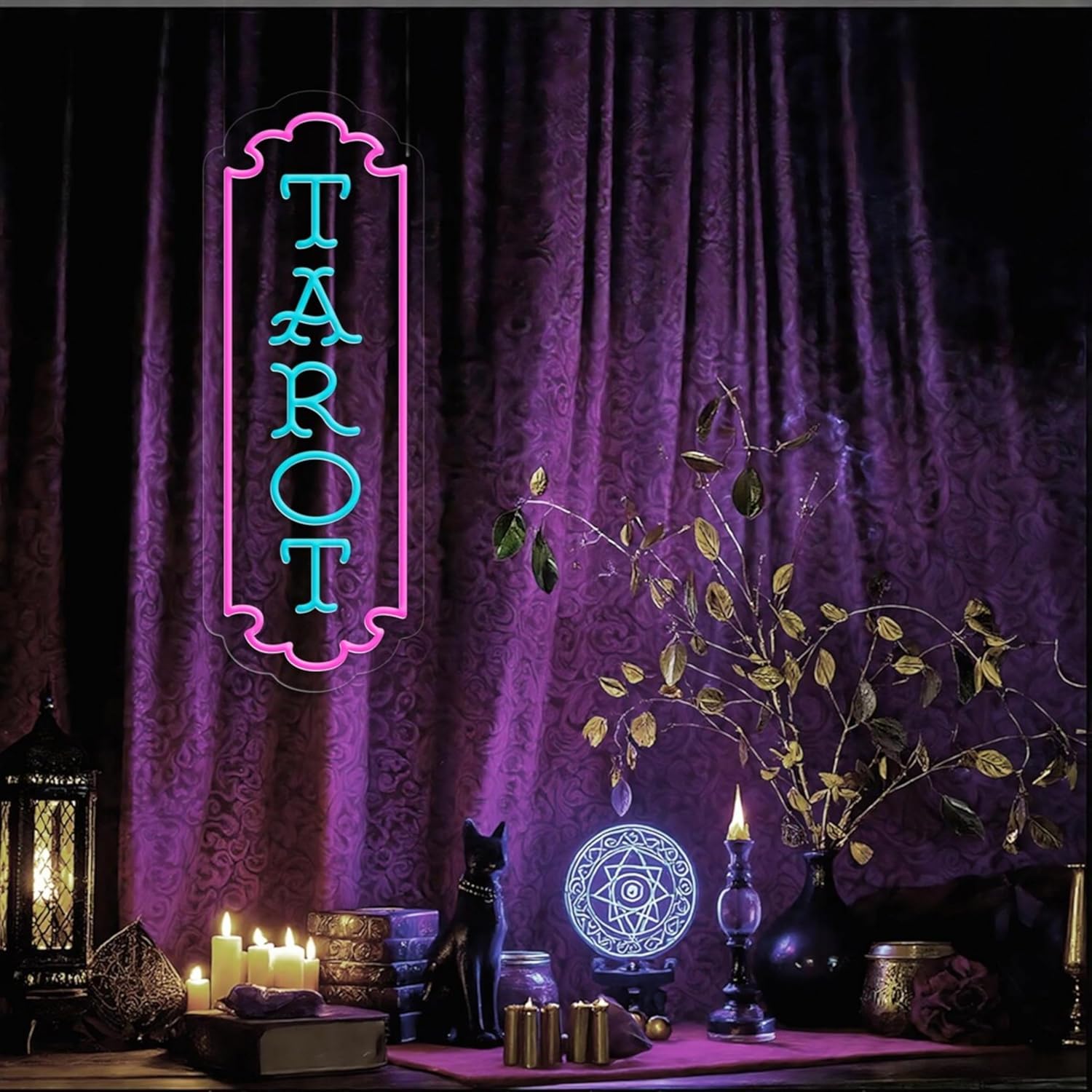Tarot Neon Sign, Mystical LED Wall Light, Occult Room Decor, Witchy Fortune Teller Gift, Spiritual Room Decor, Spooky Astrological sign, Gothic Lover Gift, Dark Gothic Wall Art
