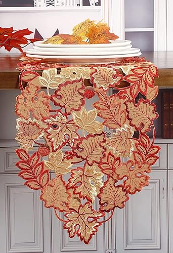 Miniatura 7 de GRANDDECO Camino de mesa de otoño para el día de Acción de Gracias, 13 x 68 pulgadas con hojas de arce para otoño, cena familiar, decoración de