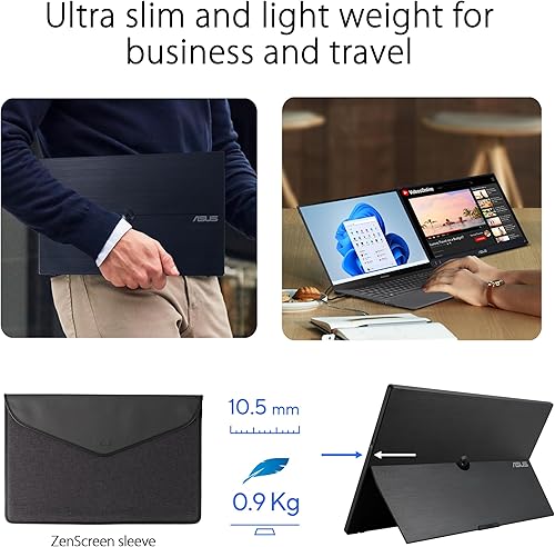 Miniatura 7 de ASUS ZenScreen Monitor portátil USB-C de 16 pulgadas (15.6 pulgadas visible) 1080P (MB16AHV)  Full HD, IPS, filtro de luz azul, antirreflejo, mini