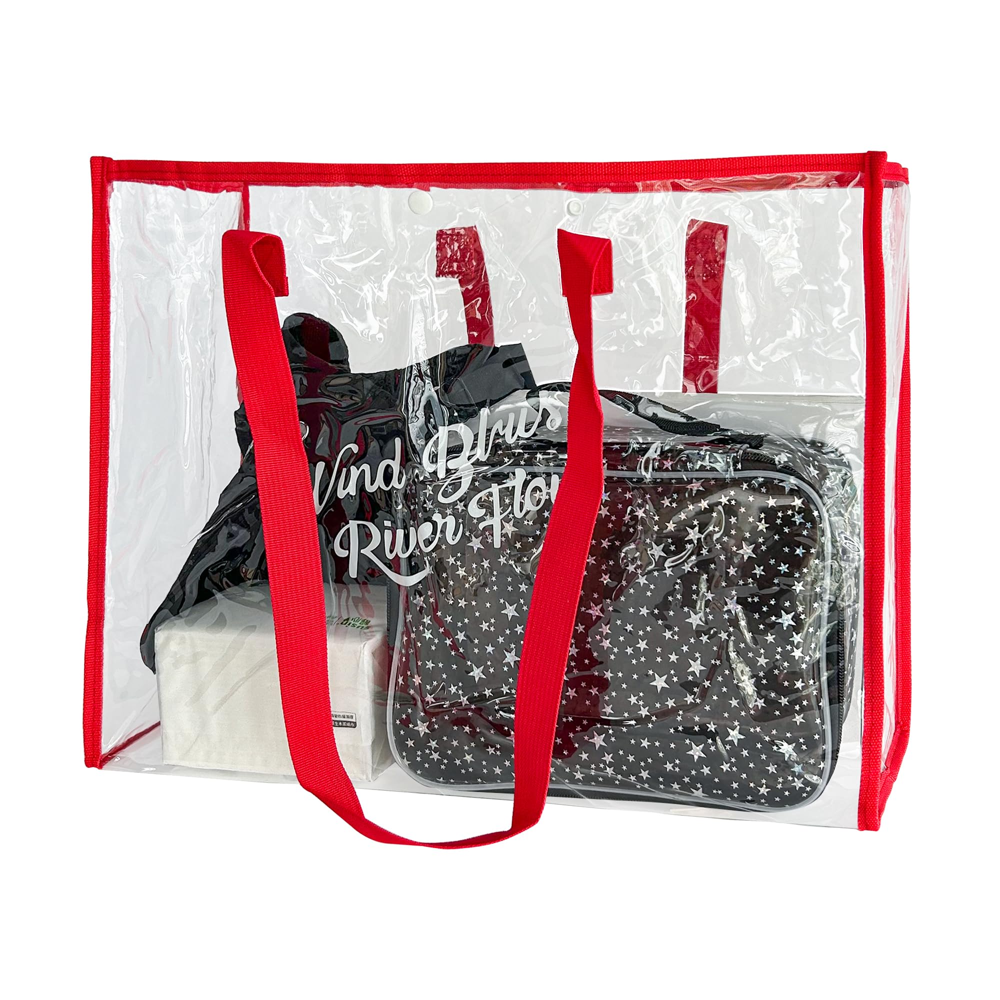 TotePrint Transparente PVC Strandtasche mit Buchstaben-Print - Wasserdicht 47x35x15cm (18.5x13.78x5.9) Leicht & Falbar für Schwimmbad, Strand & Reise Unisex