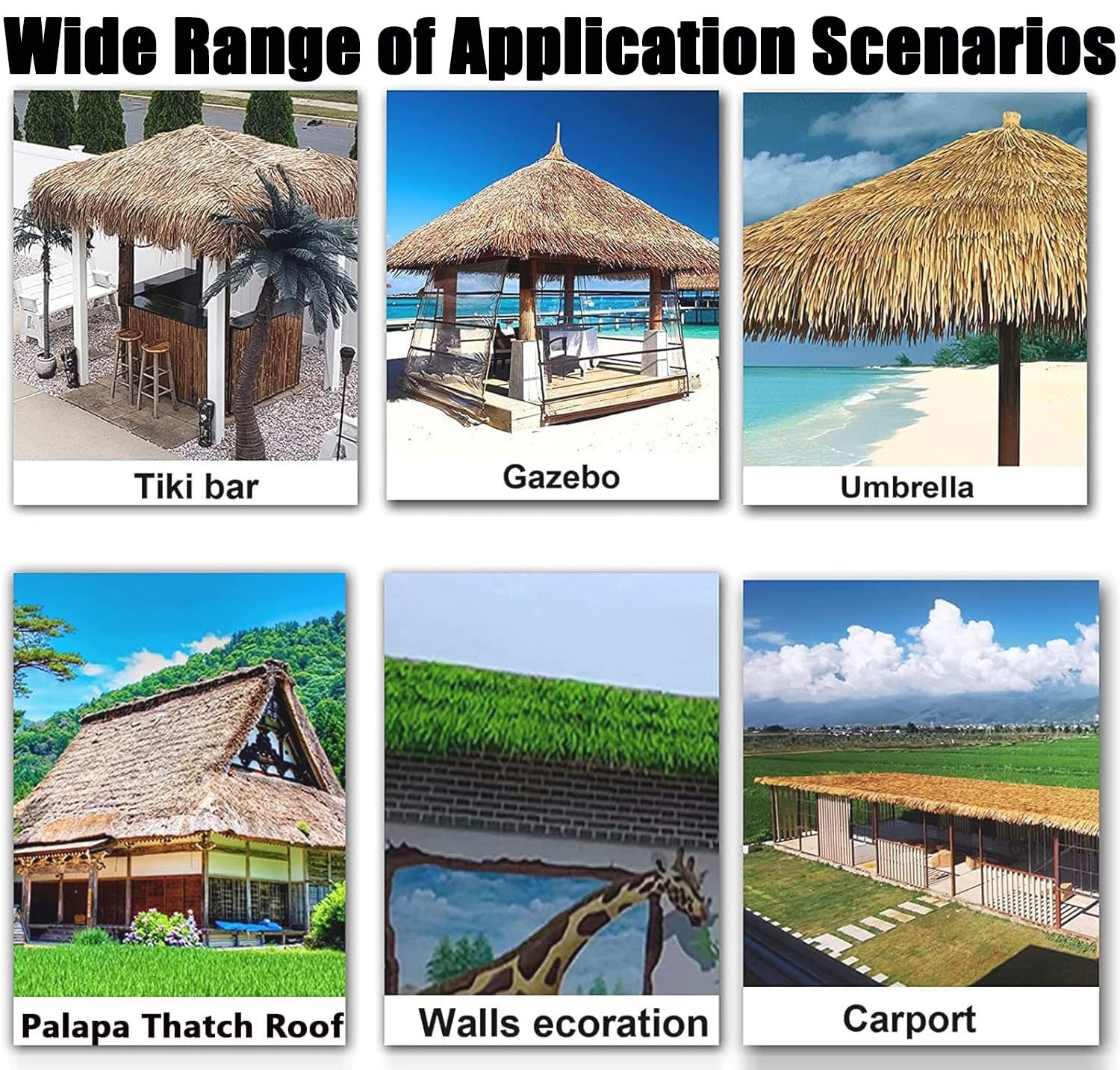 Synthetische Strohdachabdeckung, Kunstrasenrolle für Garten und Bar, Dekoration, 1 × 10 m, realistisches Simulations-Stroh-Design