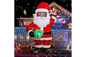 6FT Inflatable Christmas Black Santa Claus with Gift Box and Candy Decoration