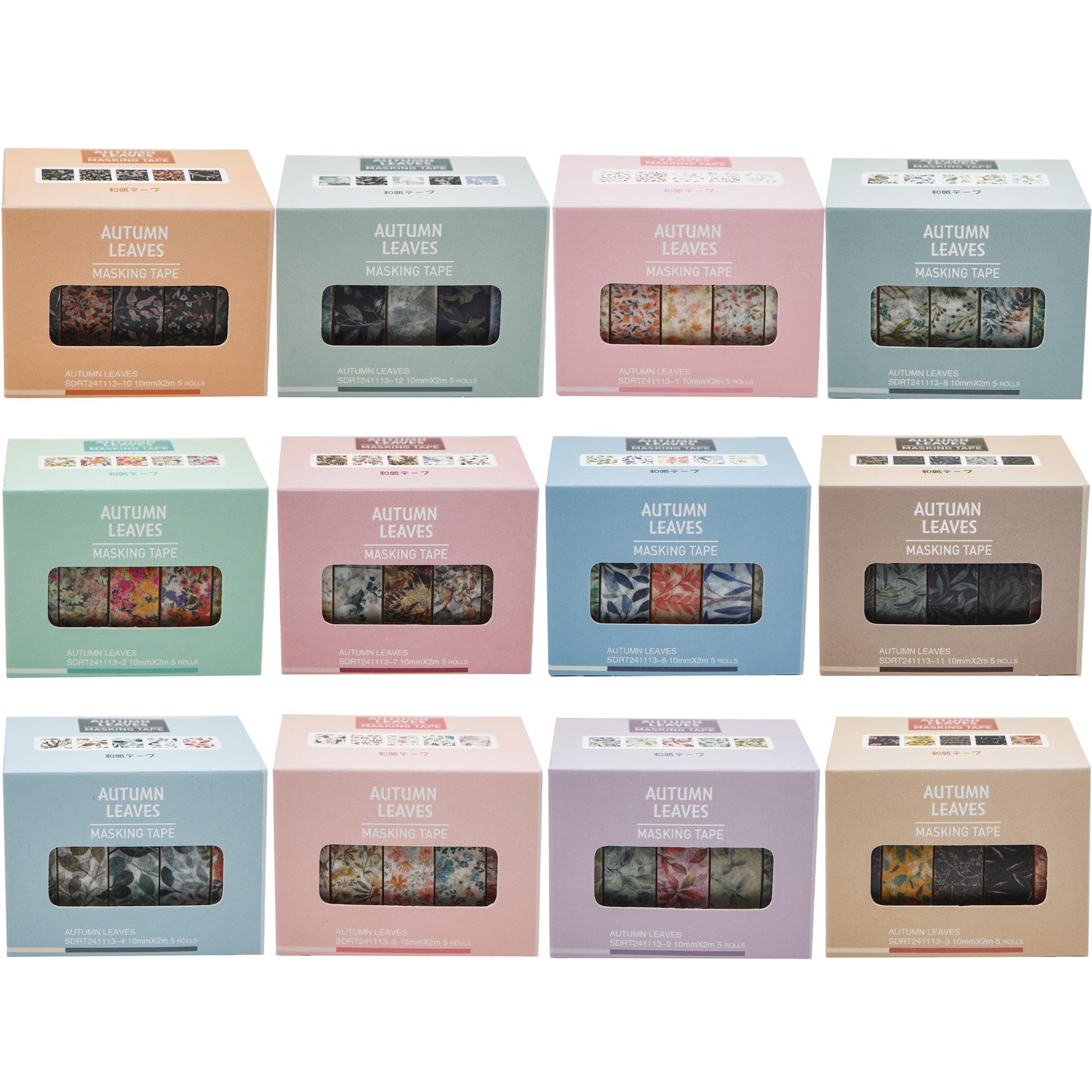 YUBX Flowers Washi Tape Set 60 Rolls Leaves Patterns Decorative Skinny Fall Masking Tapes for Arts DIY Crafts, Journals - Image 3
