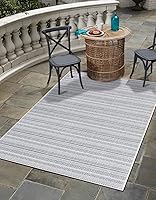 Vista 10 de Unique Loom Outdoor Striped Collection Alfombra de área - Maia (2' 2" x 3' 1" Rectángulo, Beige/Marfil)
