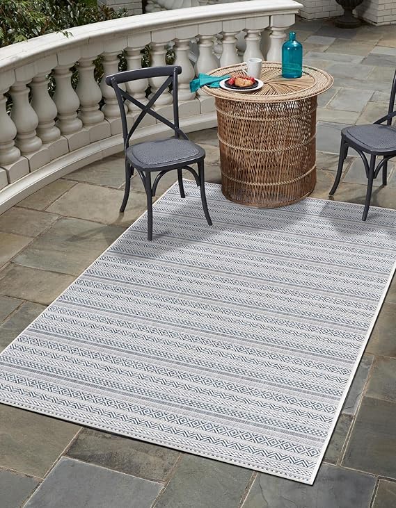 Unique Loom Outdoor Striped Collection Area Rug Maia (4