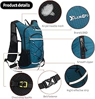 Vista 6 de DOJUNS Hiking Backpack Lightweight Travel Backpack 20L Waterproof Hiking Daypacks Camping Backpack for Men Women (Lake Blue)