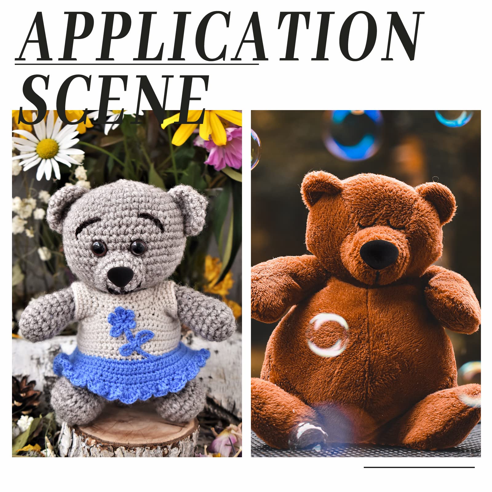 PH PandaHall 80pz Nasi di Sicurezza Floccati, Velluto Amigurumi Nasi 8 Taglie Nasi di Animali di Peluche Naso Artigianale con Rondelle per Teddy Bear Puppets Animali di Peluche 7/9/12/14/15/16/18/21mm