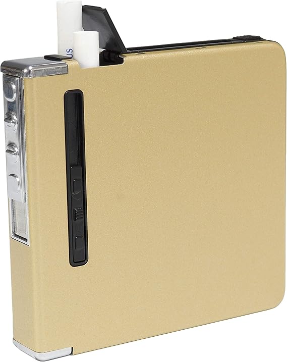 Amazon Co Jp シガレットケース 本 収納可能 タバコケース 電熱 ライター おしゃれ スリム Usb充電 防湿 防風 メンズ レディース ゴールド サンドパターン Pr Cigarettes Gd シューズ バッグ