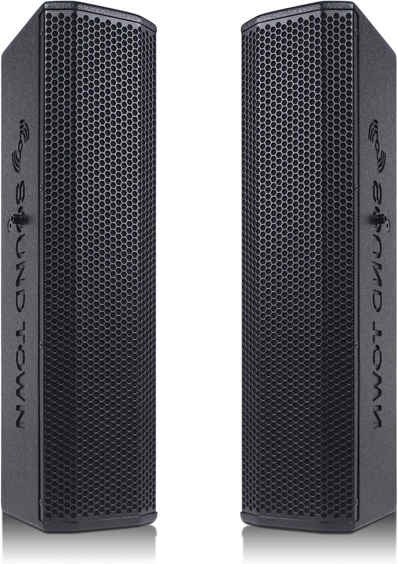 Sound Town Pair of Passive Wall-Mount Column Mini Line Array Speakers with 4 x 5” Woofers, Black for Live Event, Church, Conference, Lounge, CARPO-V5B