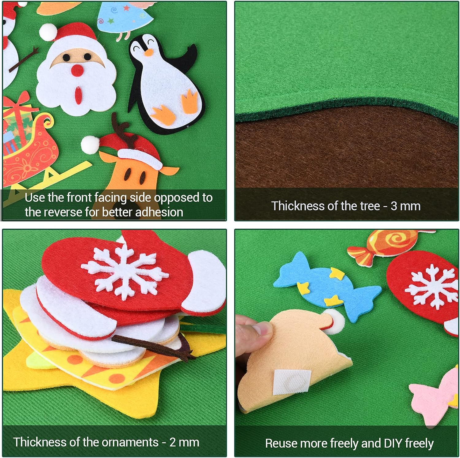 Felt Christmas Tree - 3.5 FT Wall Felt Christmas Tree for Kids with 40 Pcs Ornaments, DIY Xmas Gifts for Christmas Decorations