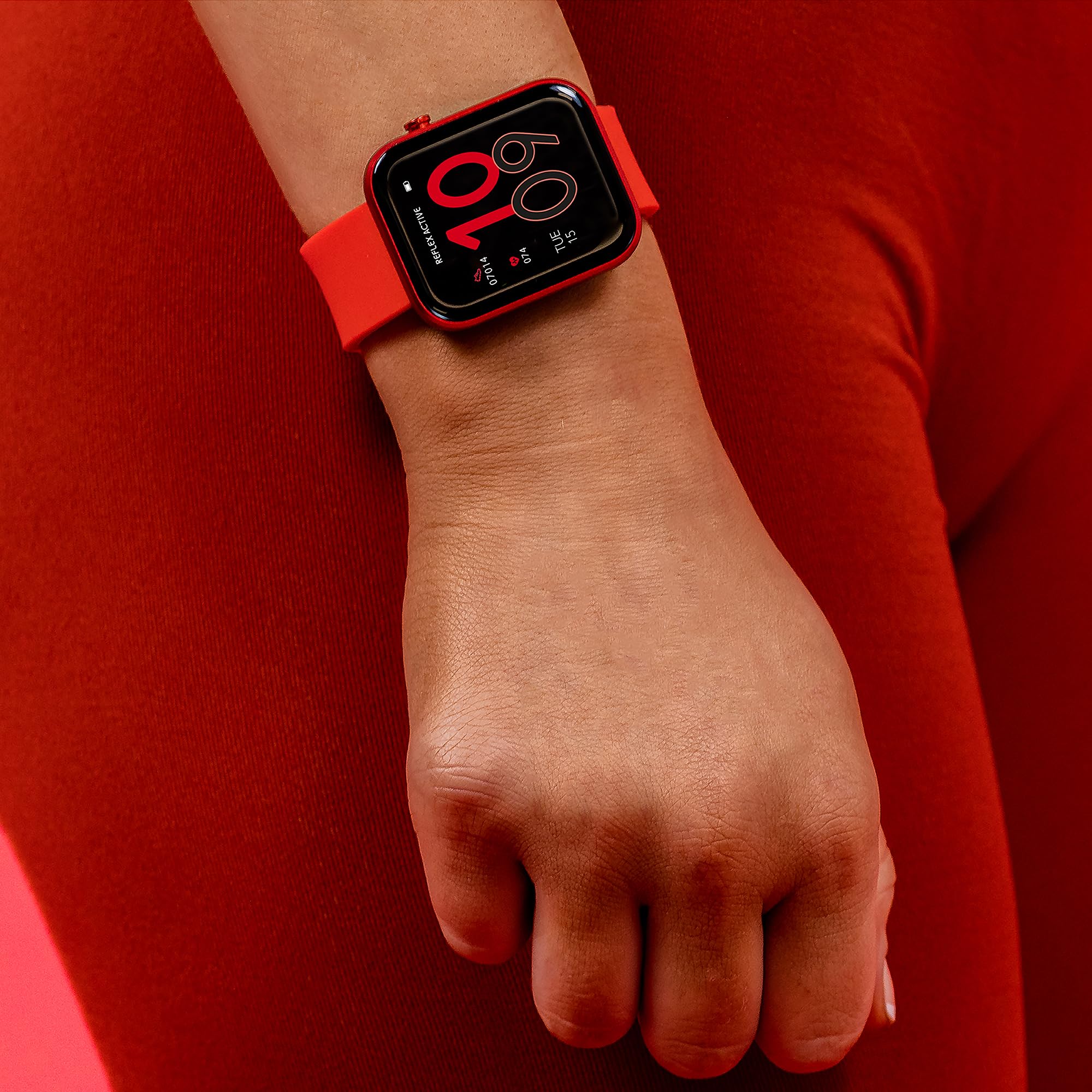 Reflex Active Montre Intelligente de Suivi de Fitness Series 12, Rouge, Bracelet Rouge