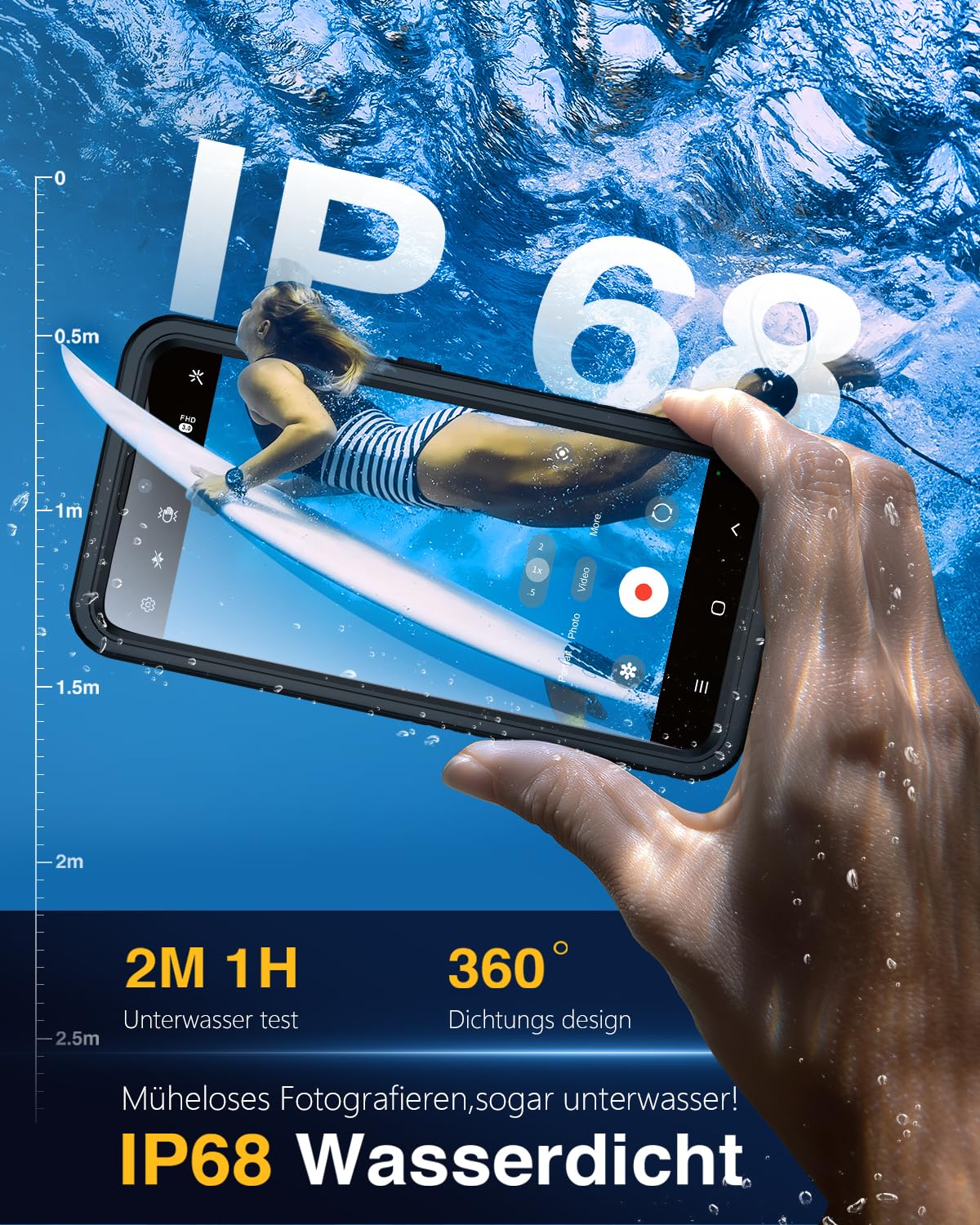 Lanhiem für Samsung Galaxy S26 Hülle, IP68 Wasserdicht Kompatibel mit Magsafe Handyhülle Samsung S26 5G 360 Grad Schutzhülle Magnetisch Stoßfest Staubdicht Sturzfest Outdoor mit Displayschutz, Schwarz