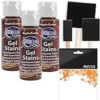 Americana Gel Stain Maple 3-Pack with Foam Brushes - 2oz Bottles for Easy Wood Furniture Refinishing & Staining