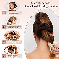 Vista 35 de Kitsch Coleteros de satén para mujer, sin arrugas, coleteros grandes para todo tipo de cabello y texturas, perfectos para día o noche, regalos Dorado