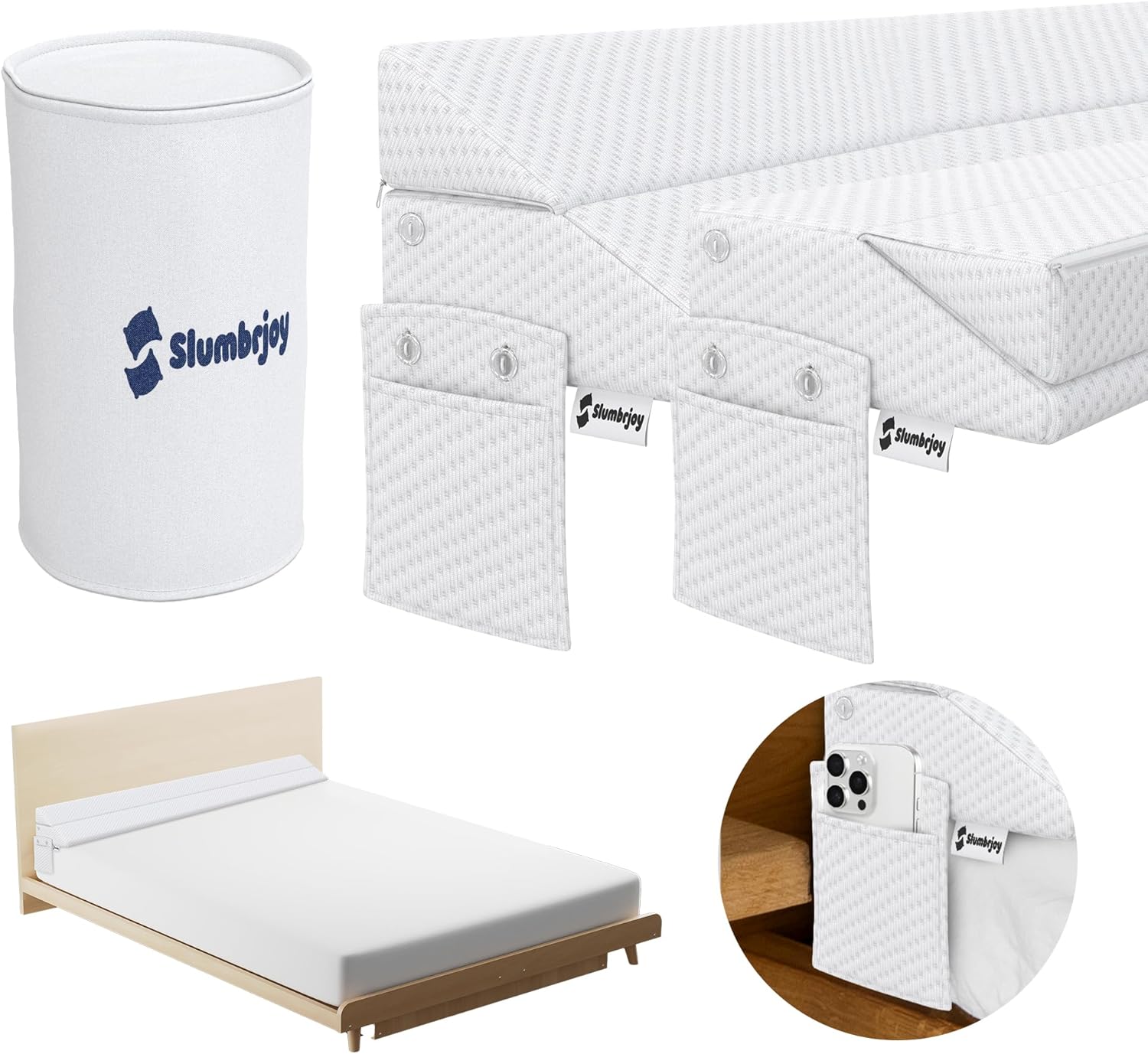 Queen Bed Wedge Pillow Adjustable Mattress Gap Filler for Headboard Closes Gaps Up to 7 Inches Pillow Wedge for Sleeping or Backrest 6 x 8 x 60 White queen bed White