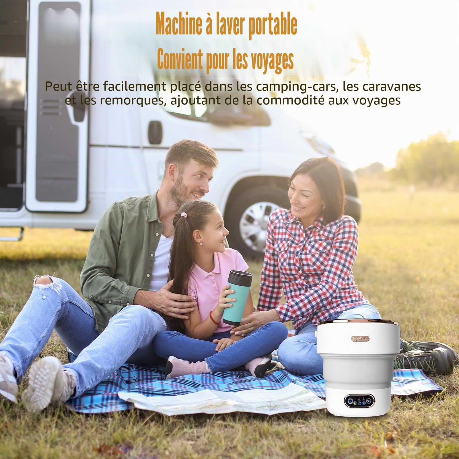 Machine à laver portable, mini laveuse pliable de 15 L avec 3 modes de nettoyage, panier de vidange, petite machine à linge pliable pour voyage, camping, dortoirs, camping-cars, appartements