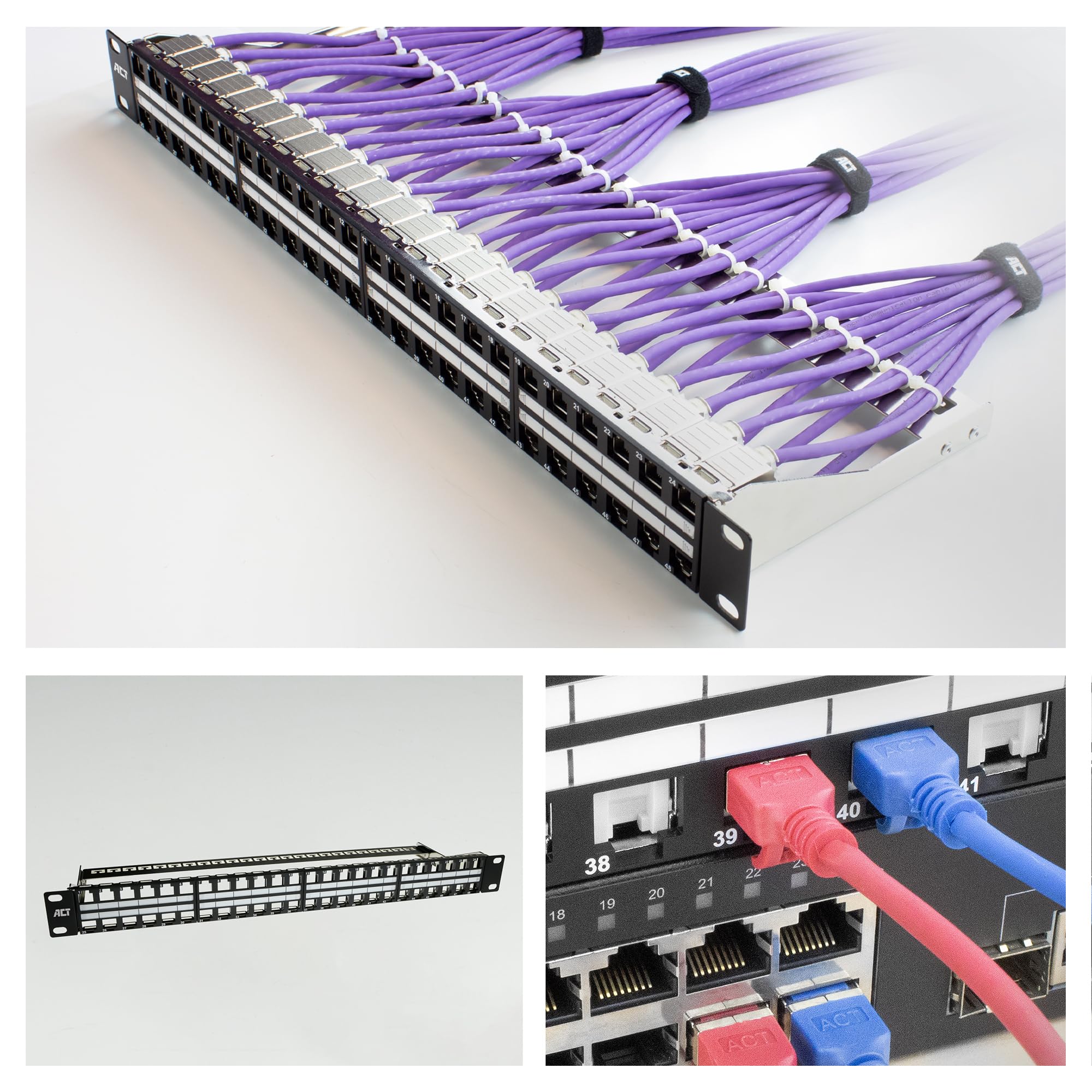 ACT Patchpanel 19", 48-Port 1U Rack Mount hohe Dichte – PP1031 | für Switch, Router, Patch Panel, TV, PC & Laptop