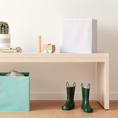 Miniatura 6 de Yaxa Basics Contenedores organizadores de cubos, cestas de almacenamiento plegables para estantes, color blanco, paquete de 6, 10.5 x 10.5 x 11