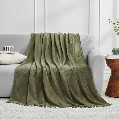 Vista 302 de Hansleep Manta de vellón tamaño individual, color verde azulado, suave y acogedora manta de franela mullida para cama, sofá, viajes, campamento