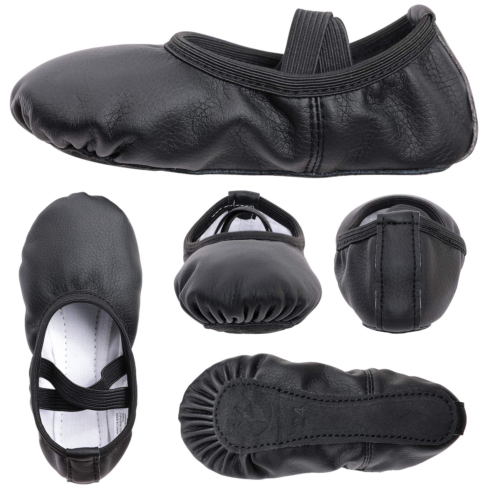 Zapatillas de Danza Cuero Zapatos de Ballet Suela de Cuero Entera para Niña y Mujer Adultos Tallas 22-40